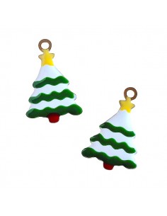 Charm smaltato su entrambi i lati Albero di Natale con...
