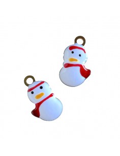 Charm smaltato su entrambi i lati pupazzo di Neve 17x10...