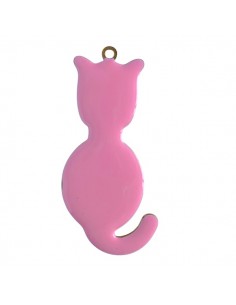 Grande Charm siluette gatto smaltato rosa  48x23 mm, x 1