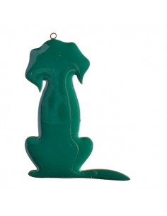 Grande Charm siluette cane smaltato verde felce su...