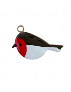 copy of Charm smaltato uccellino pettirosso, con petto...