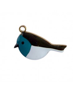 Charm smaltato uccellino pettirosso, con petto...