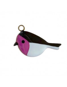 Charm smaltato uccellino pettirosso, con petto...