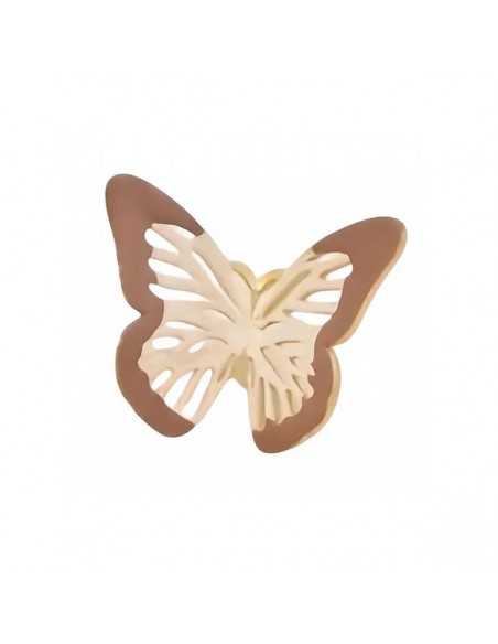 Charm connettore dorato farfalla smaltata panna con bordo toffe 18x16mm, x1