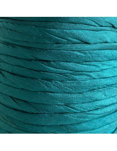 Cordoncino in seta sari blu pavone, circa 5 mm, x 1 mt