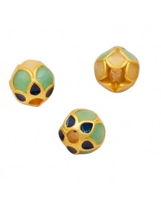 Charm pallina dorata smaltata blu matt 7 mm, x 1