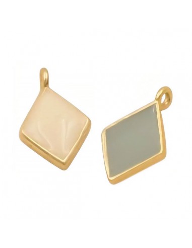 Charm dorato matt rombo bicolor talpa/panna 8x6...