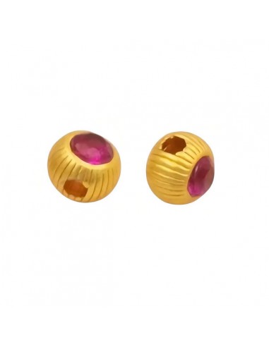 Micro pallina dorata con cristallo fuxia 3x2...