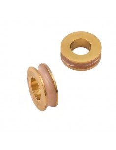 Rondella dorata in acciaio con smaltatura rosa chiaro 6x2...