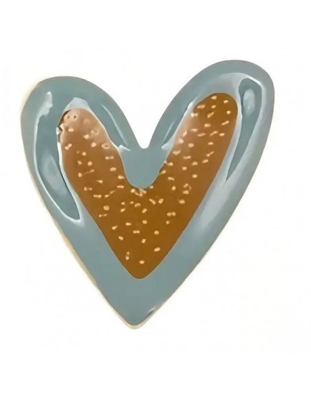 Charm connettore cuore dorato leggermente incurvato matt carta da zucchero e mostarda 35x30mm, x 1