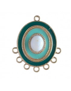 Charm connettore dorato ovale con smaltatura verde abete...
