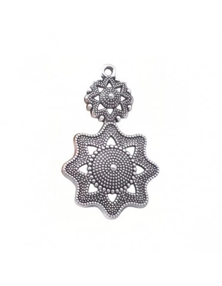 Charm argentato anticato effetto filigrana sarda stelle 33x22mm,  x 1
