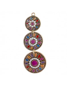 Lungo Charm dorato anticato snodato smaltato multicolor...