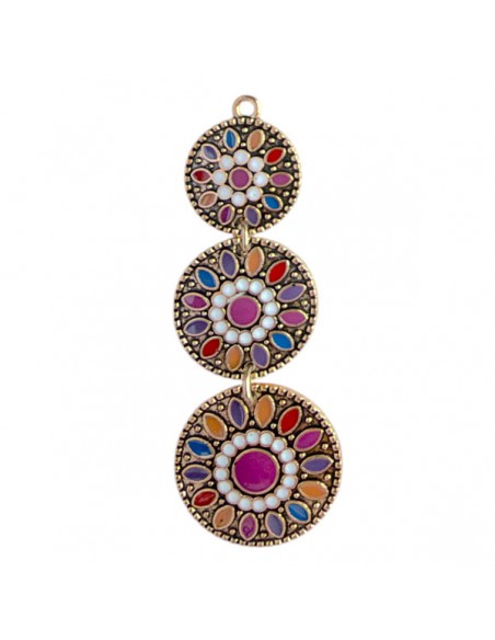 Lungo Charm dorato anticato snodato smaltato multicolor 52x20 mm,  x 1