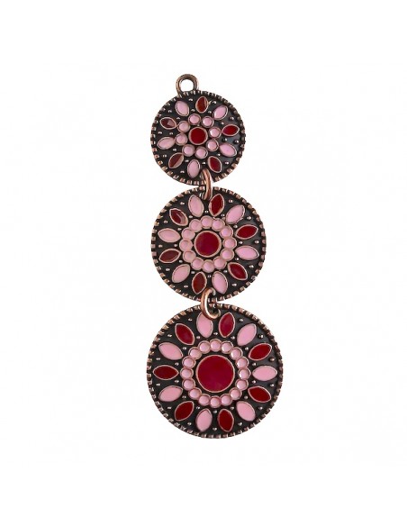 Lungo Charm ramato snodato smaltato nei toni del rosa/borgogna 52x20 mm,  x 1