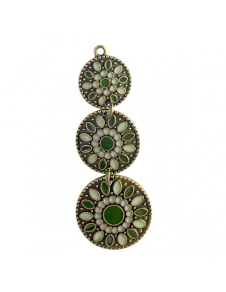 Lungo Charm bronzato snodato smaltato nei toni del verde 52x20 mm,  x 1