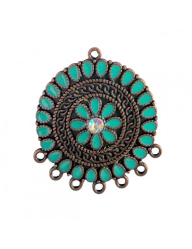 Charm ramato connettore con 7 anellini nella...