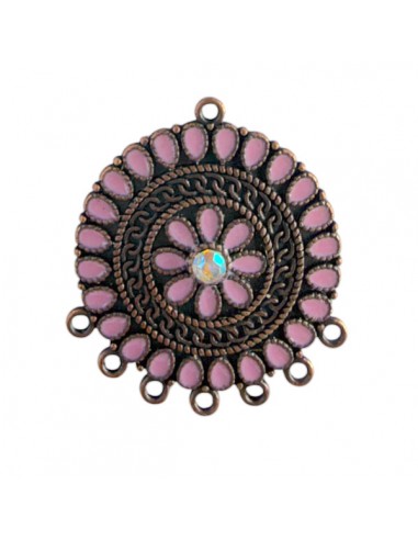 Charm ramato connettore con 7 anellini nella...