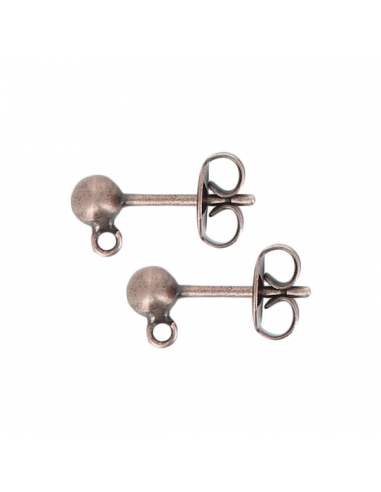 Orecchini a chiodo ramati con pallina 4 mm e...
