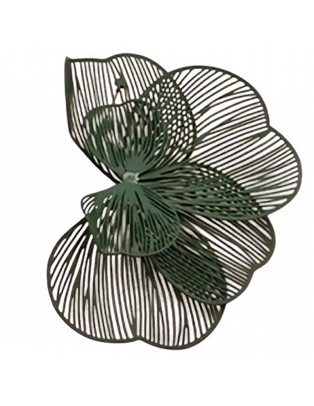 Grandi orecchini a perno mezzo fiore metallizzato verde matt 70x50mm, una coppia