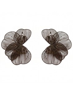 Grandi orecchini a perno mezzo fiore metallizzato testa...