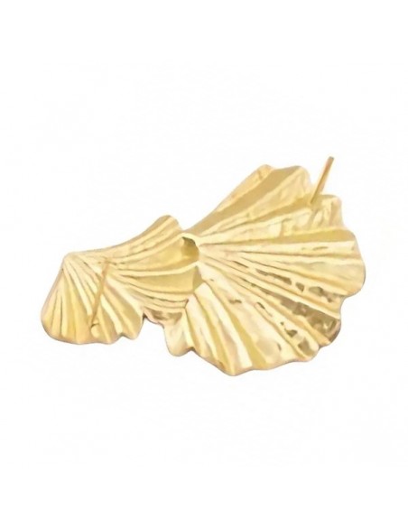 Orecchini con doppio perno doppio ventaglio grigio matt/oro 50x30mm, una coppia