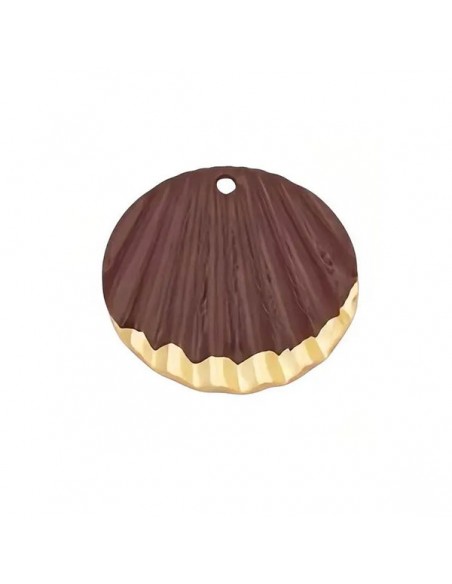 Charm dorato matt tondo plisettato smaltato irregolare mora 16mm, x 1