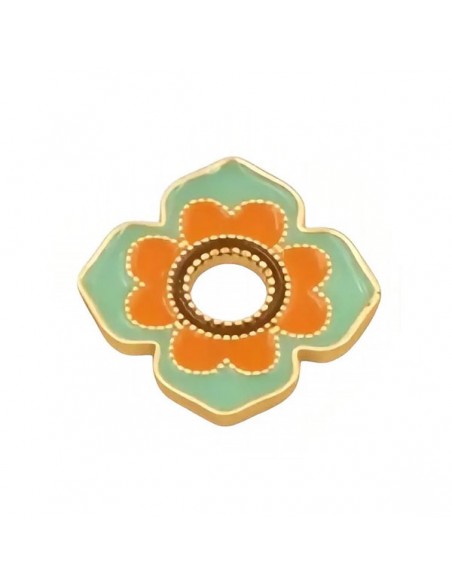 Rondella dorata in acciaio con smaltatura arancio e verde 15x2 mm, x 1