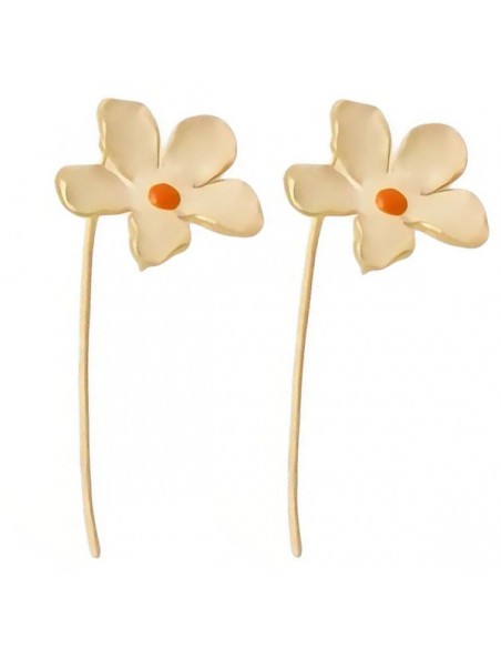 Grandi monachelle con fiore smaltato panna 25mm, una coppia