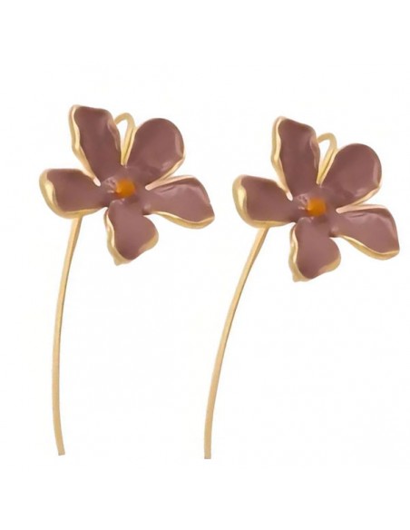 Grandi monachelle con fiore smaltato malva 25mm, una coppia