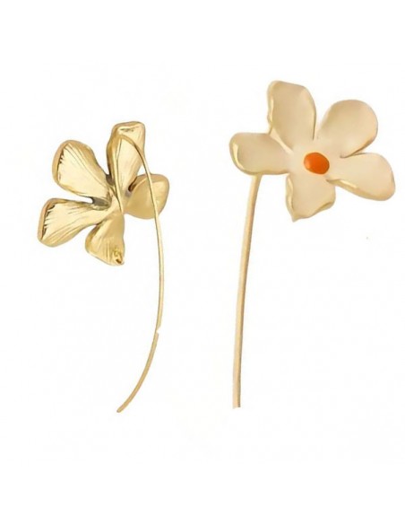 Grandi monachelle con fiore smaltato panna 25mm, una coppia