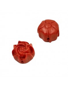 Confezione di 2 perline roselline corallo forate, 12 mm