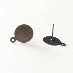 Orecchini a chiodo bronzato disco 10 mm con anellina bronz