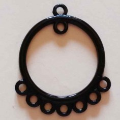 Charm pendente in metallo, smaltato nero, con anelline...