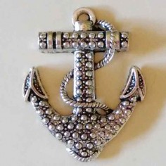 Charm in metallo, pendente, ancora colore argento ossidato