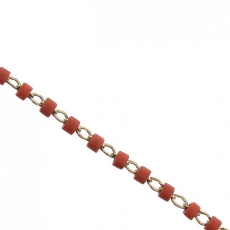 Catena con Miyuki delicas 11/0 1.70 color corallo x 20 mm