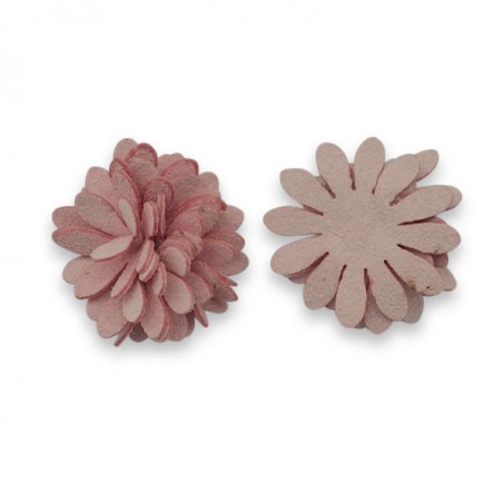 Fiore in 3D in finta pelle scamosciata rosa chiaro 24 mm, x 1