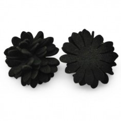 Fiore in 3D in finta pelle scamosciata nero 24 mm, x 1