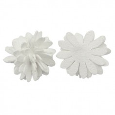 Fiore in 3D in finta pelle scamosciata bianco 24 mm, x 1