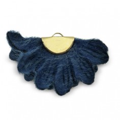 Pendente ventaglio fiore in lana blu scuro con rifinitura...