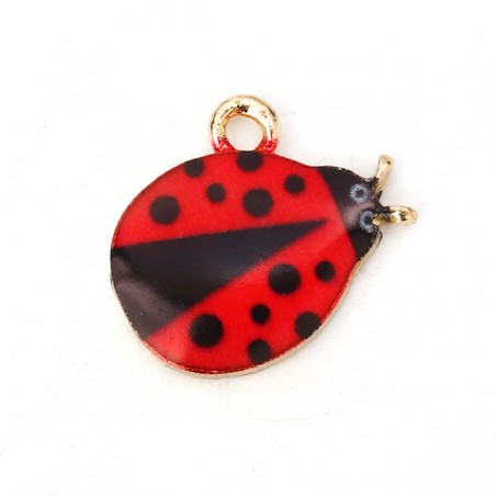 Charm dorato smaltato coccinella rossa15x13 mm, x 1
