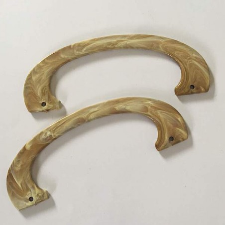 Coppia di Manici tondi in resina color corno naturale 17x6 cm