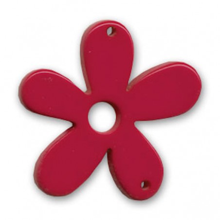 Connettore fiore in resina rosso 56x51mm, x 1
