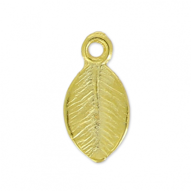 Charm piccola foglia 10x5mm dorato, x 1