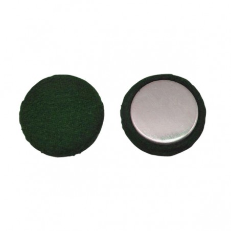 Coppia di cabochons in stoffa color verde scuro con retro piatto metallico argentato 17 mm