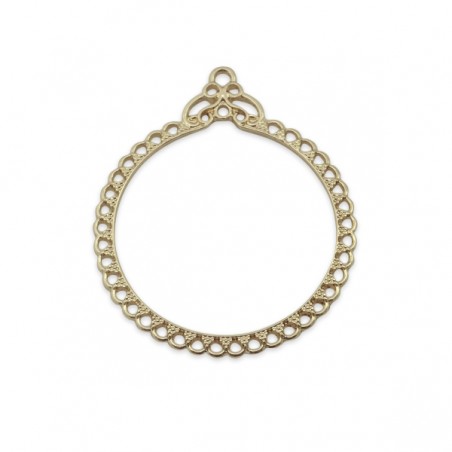 Pendente dorato rotondo traforato 54x43mm, x 1