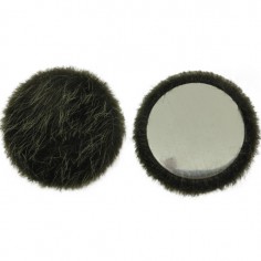 Coppia di cabochons in pelo sintetico color kaki con...