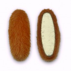 Coppia di cabochons ovali in pelo sintetico color...