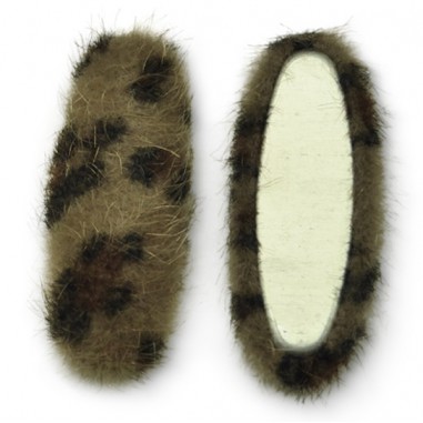 Coppia di cabochons ovali in pelo sintetico...