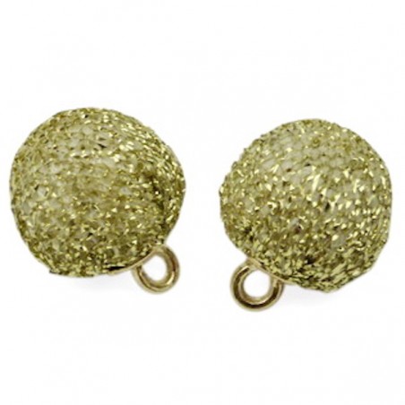 Ponpon in stoffa cangiante con anellina dorata champagne 10 mm, x 1